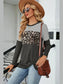 Leopard Striped Round Neck T-Shirt nicholesgifts