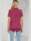 Women Johnny Collar Short Sleeve Blouse nicholesgifts