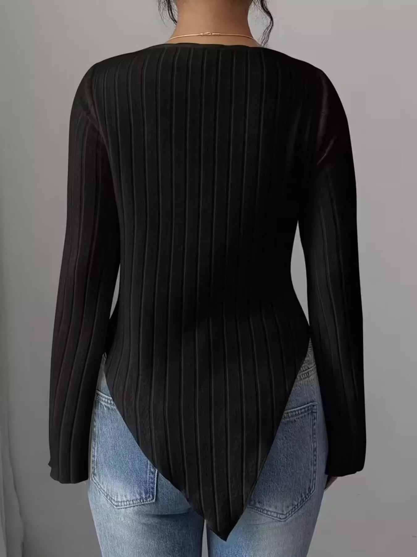 Cowl Neck Ribbed Knit T-Shirt nicholesgifts