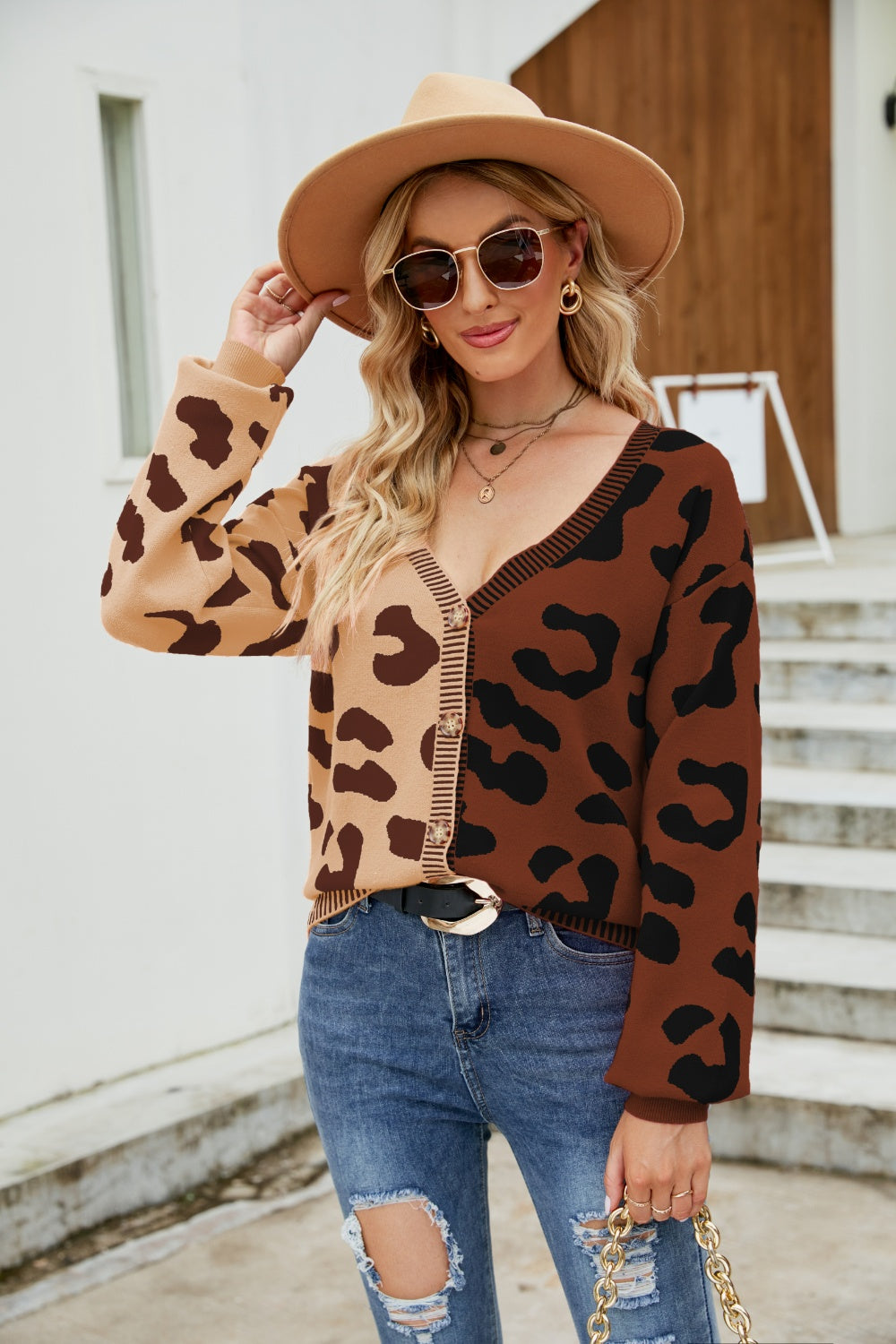 Leopard Button Up Dropped Shoulder Cardigan nicholesgifts