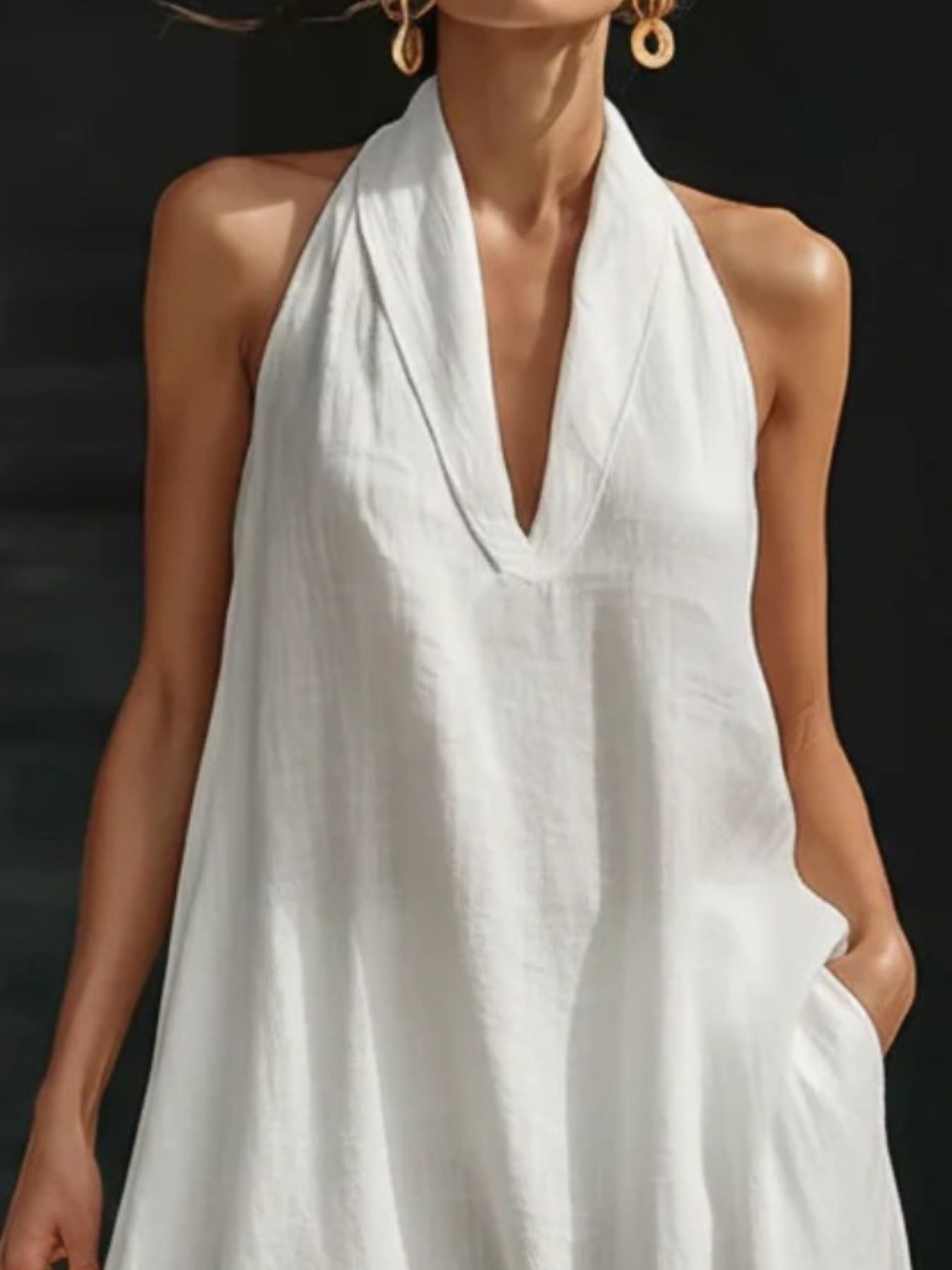 Halter Neck Maxi Dress with Pockets nicholesgifts
