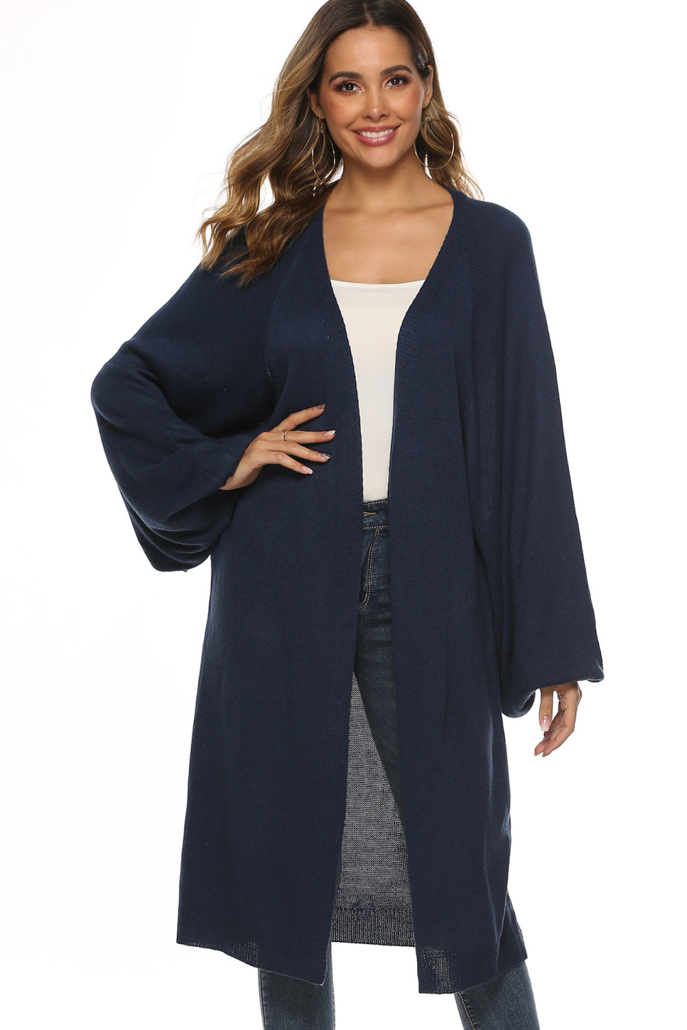 Long Sleeve Open Front Cardigan nicholesgifts