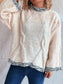 Women Contrast Trim Detail Round Neck Sweater nicholesgifts
