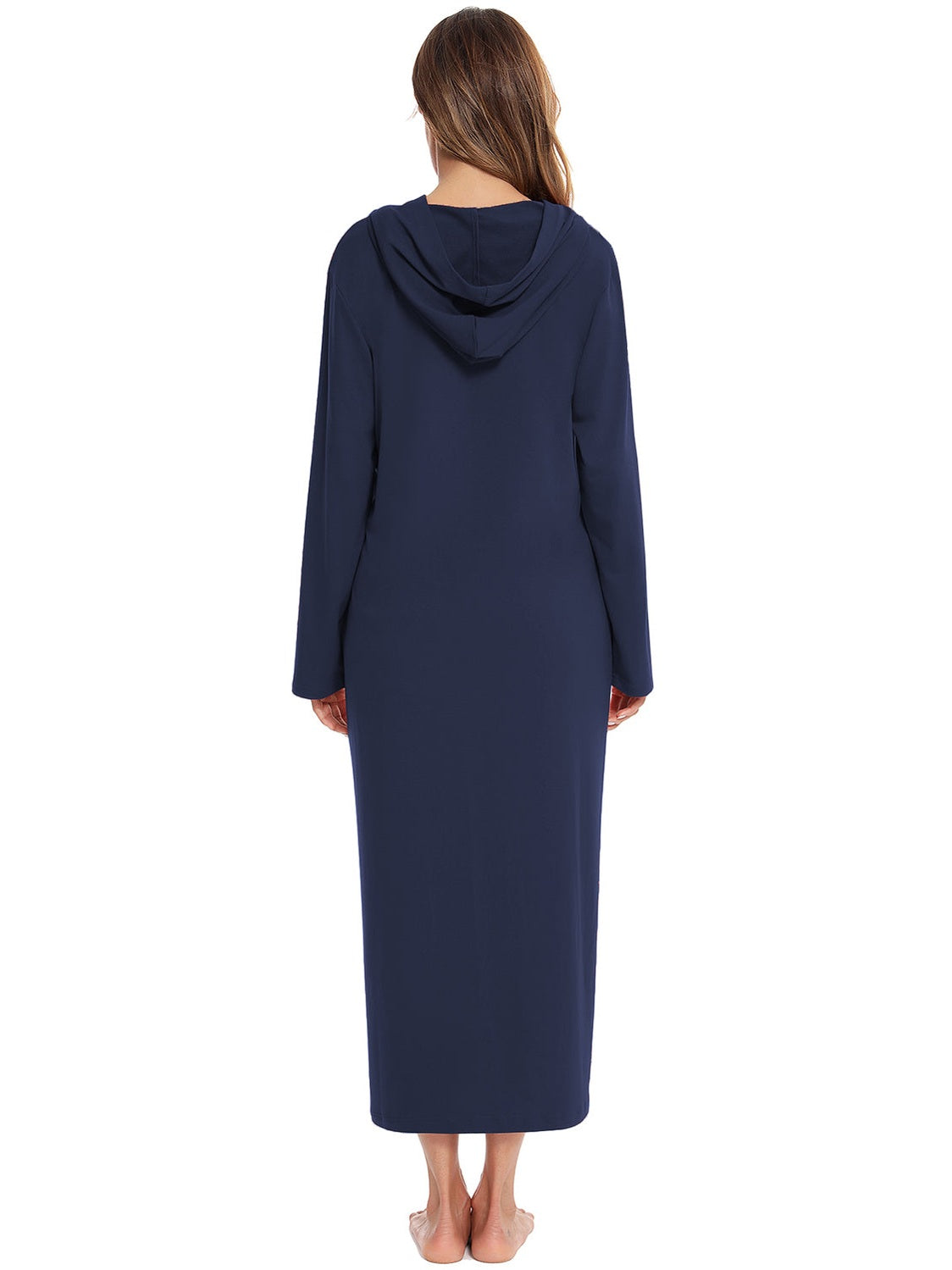 Zip Front Hooded Night Dress with Pockets nicholesgifts