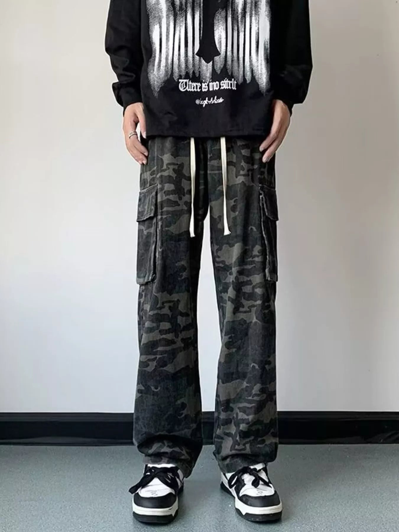 Men's Full Size Camouflage Wide Leg Cargo Jeans Plus Size