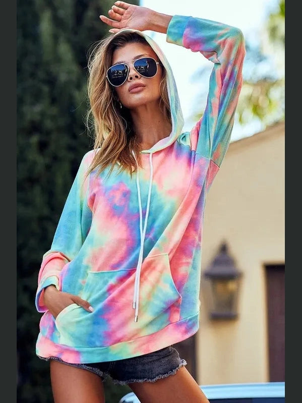 BiBi Tie Dye French Terry Hoodie with Kangaroo Pocket nicholesgifts