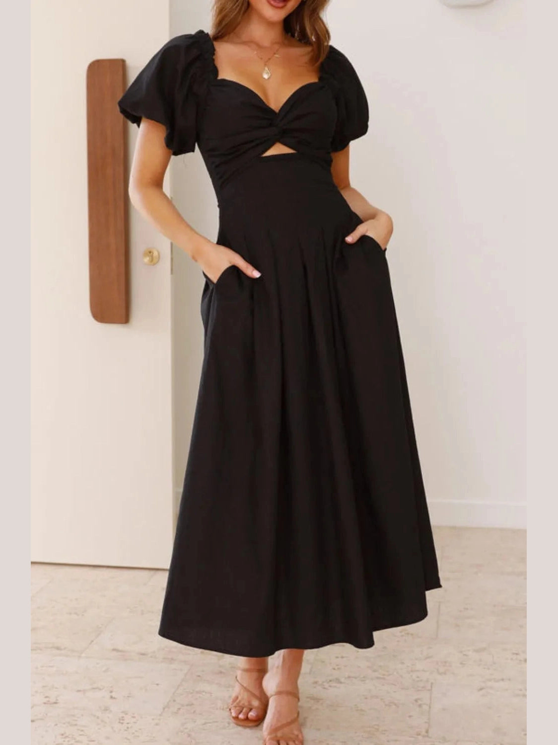 Sweetheart Neck Puff Sleeve Dress NicholesGifts