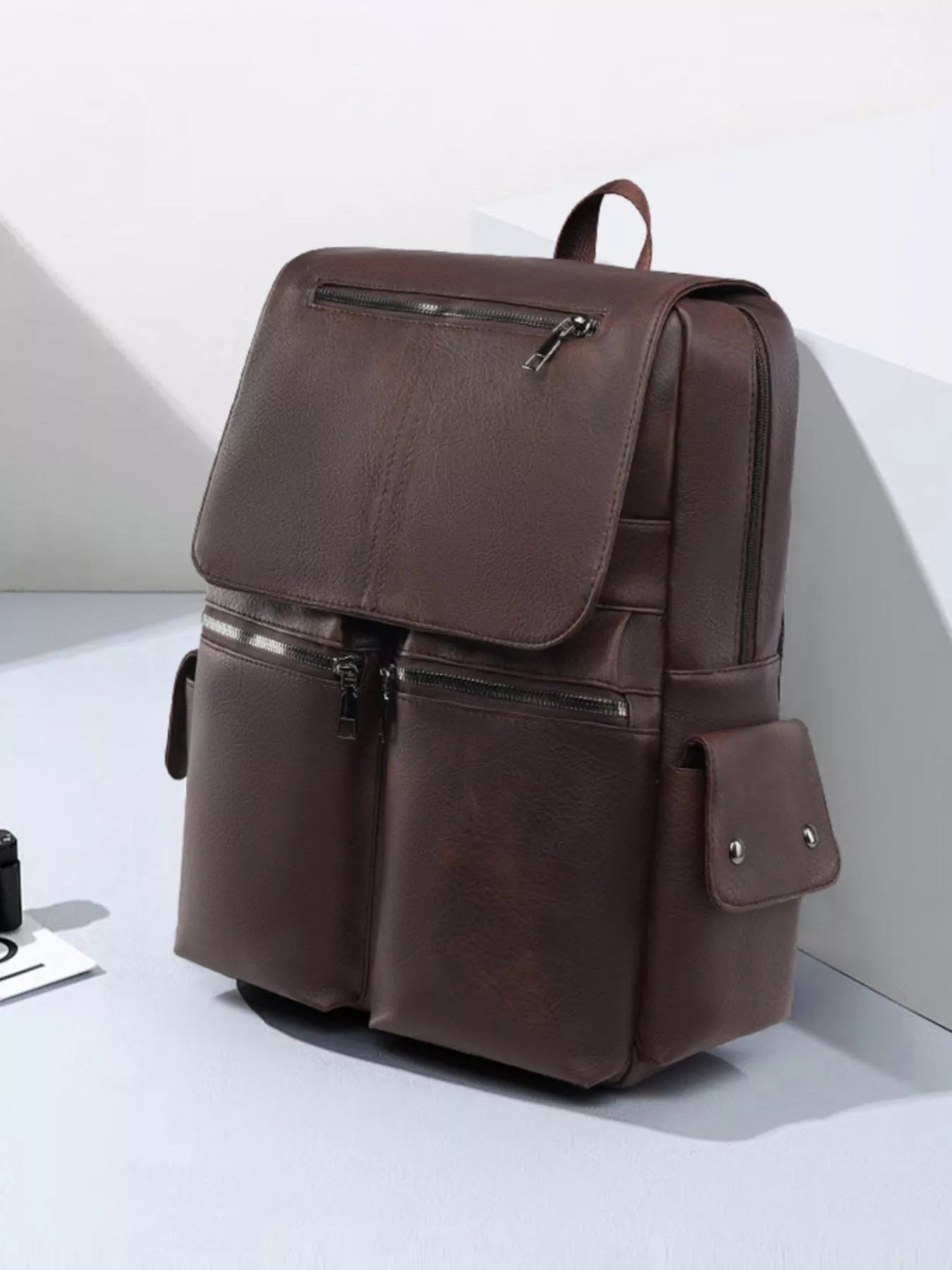 Leather Flapover Backpack Bag nicholesgifts