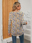Printed Square Neck Long Sleeve Blouse nicholesgifts