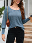 Ribbed Round Neck Lantern Sleeve Knit Top nicholesgifts