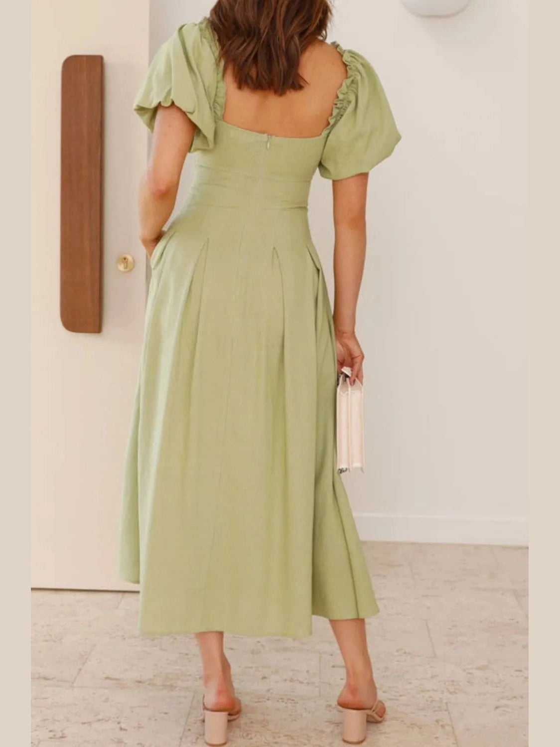 Sweetheart Neck Puff Sleeve Dress NicholesGifts