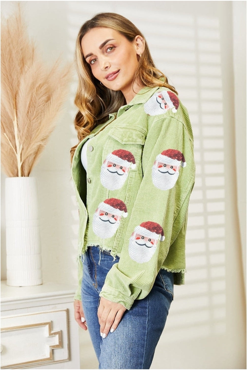 Santa Sequin Raw Hem Jacket nicholesgifts