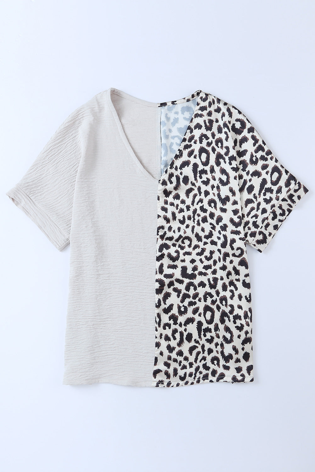 Leopard Color Block V-Neck Blouse nicholesgifts