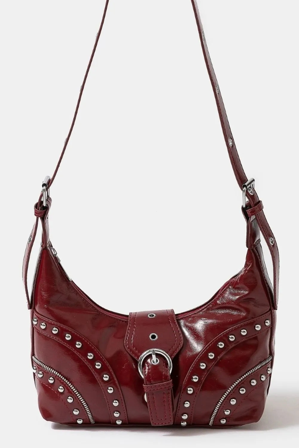 Fame Faux Leather Studded Trim Shoulder Bag Trendsi