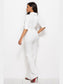 Mock Neck Tie-Waist Half Sleeve Jumpsuit nicholesgifts