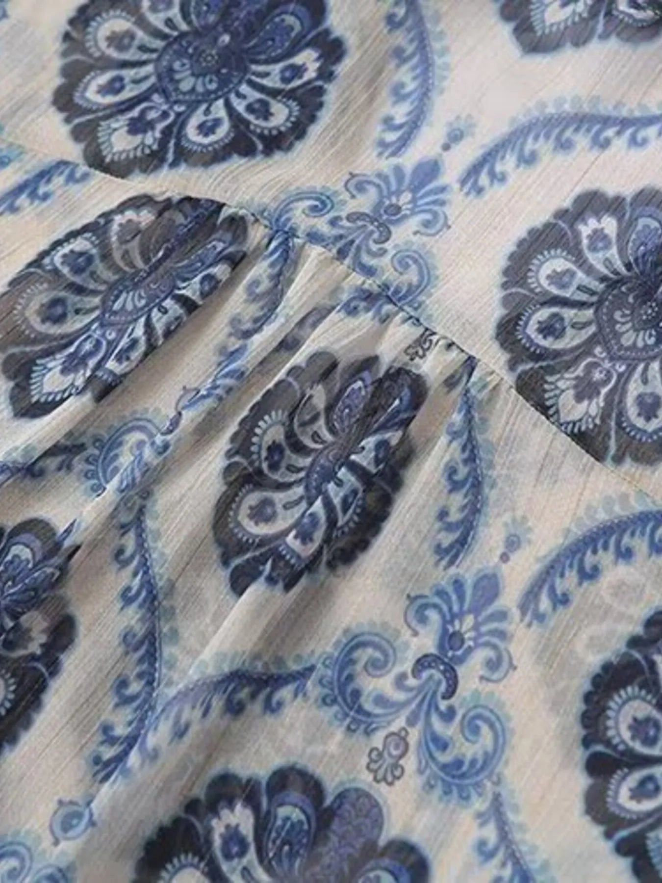 Printed Button Up Long Sleeve Dress NicholesGifts