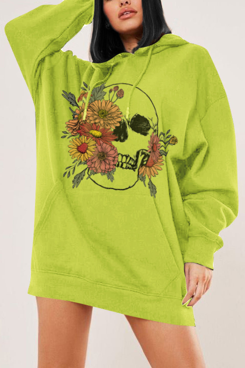 Women Simply Love Full Size Floral Skull Graphic Hoodie NicholesGifts