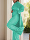 Full Size Slit Round Neck Long Sleeve Top and Pants Set nicholesgifts
