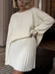 Round Neck Top and Pleated Skirt Sweater Set nicholesgifts