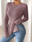 Side Slit Striped Long Sleeve T-Shirt nicholesgifts