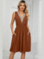 Pocketed V-Neck Wide Strap Dress nicholesgifts