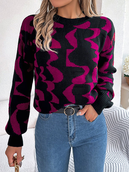 Round Neck Long Sleeve Sweater nicholesgifts