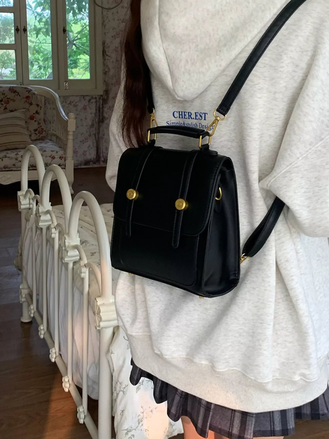 Top Handle Leather Backpack Bag nicholesgifts