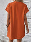 Women Pocketed Round Neck Short Sleeve Dress nicholesgifts