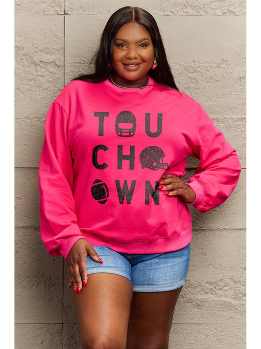 Simply Love Full Size TOUCHDOWN Long Sleeve Sweatshirt nicholesgifts