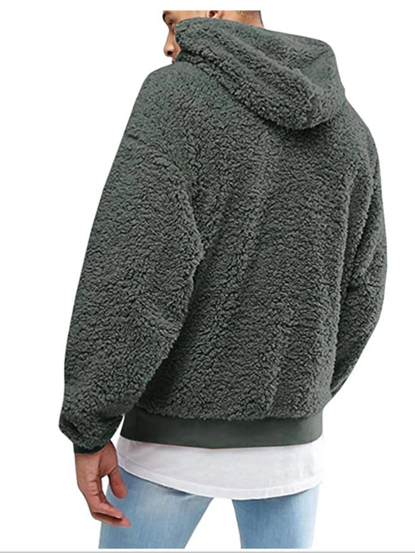 Men's Full Size Drawstring Sherpa Fleece Long Sleeve Hoodie Plus Size NicholesGifts