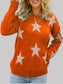 Star Pattern Round Neck Pullover Sweater nicholesgifts