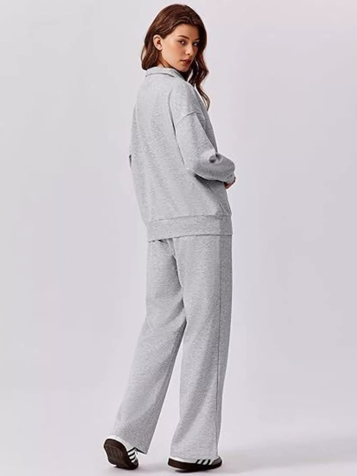 Relaxed Fit Quarter-Zip Top and Pants Set nicholesgifts