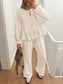 Tie Neck Balloon Sleeve Top and Pants Set nicholesgifts