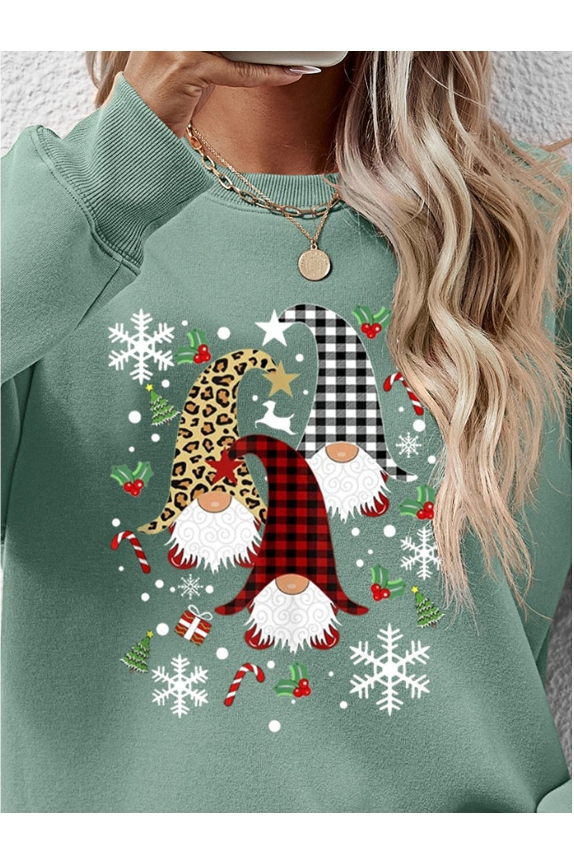Faceless Gnomes Graphic Drop Shoulder Sweatshirt nicholesgifts