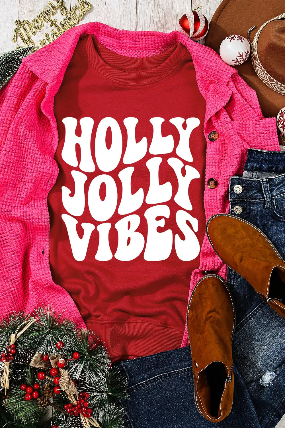 Letter Graphic Round Neck Long Sleeve Sweatshirt NicholesGifts