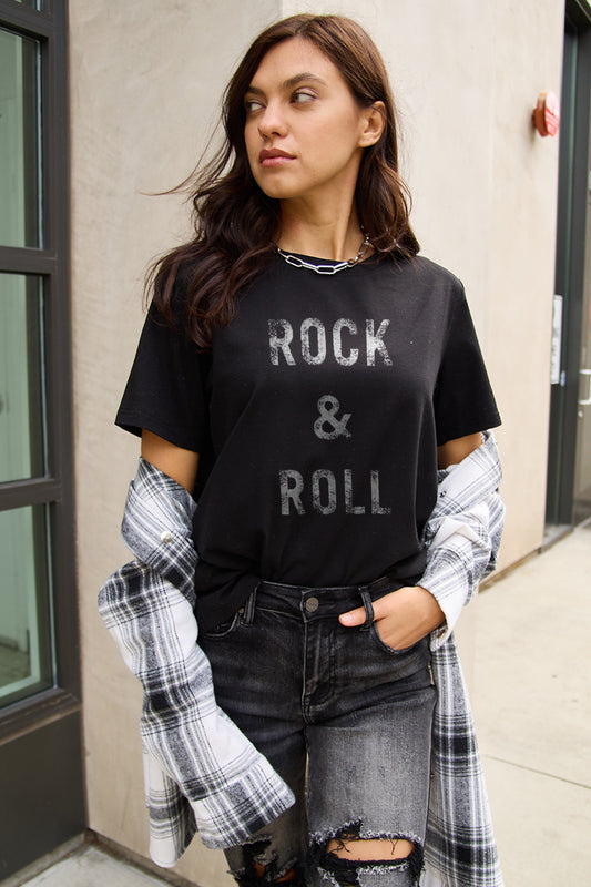 Simply Love Full Size ROCK & ROLL Short Sleeve T-Shirt nicholesgifts