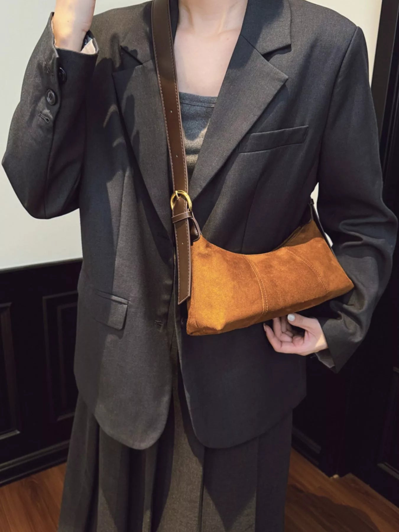 Vintage Suede Hobo Shoulder Bag nicholesgifts