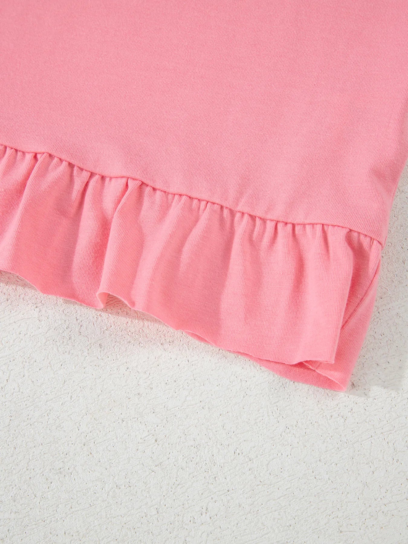 Ruffle Hem Round Neck Relaxed T-Shirt NicholesGifts