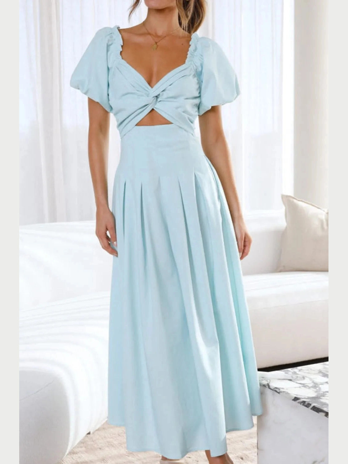 Sweetheart Neck Puff Sleeve Dress NicholesGifts