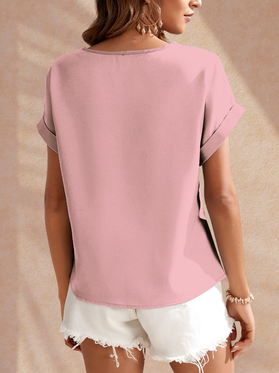 Round Neck Short Sleeve Blouse nicholesgifts