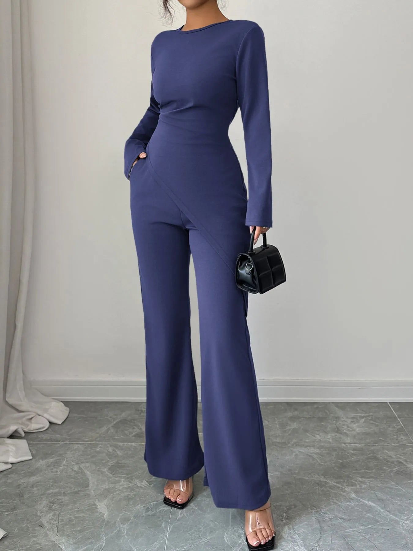 Asymmetric Long Sleeve Top and Pants Set nicholesgifts