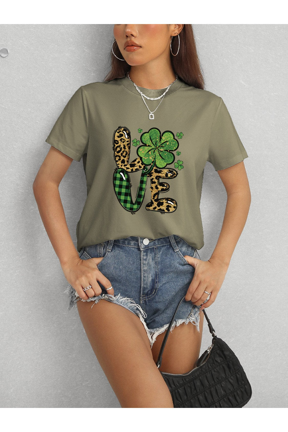 Women LOVE Round Neck Short Sleeve T-Shirt NicholesGifts
