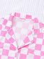 Checkered Print Button Up Top and Shorts Lounge Set nicholesgifts