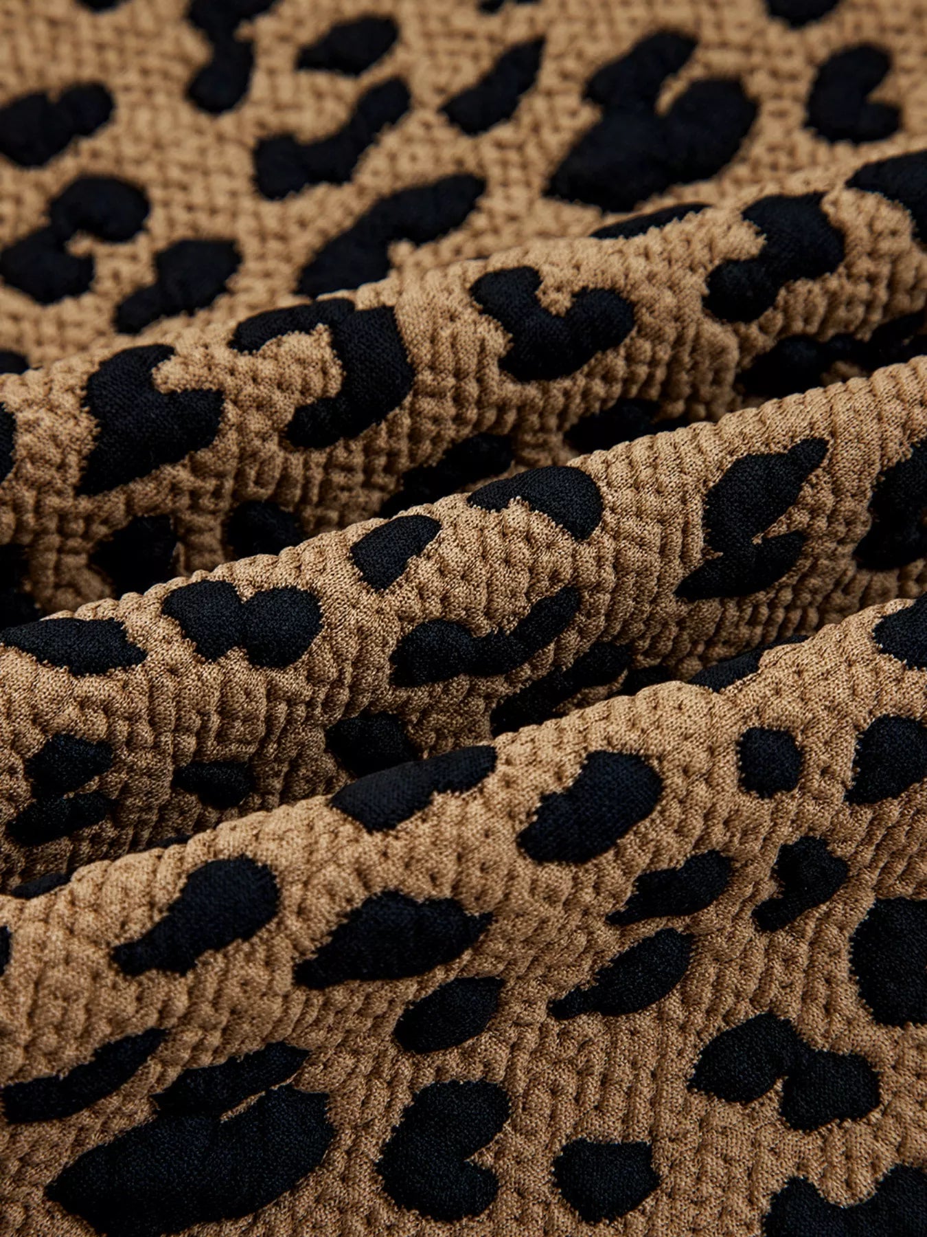 Leopard Print Quarter Zip Sweatshirt Trendsi