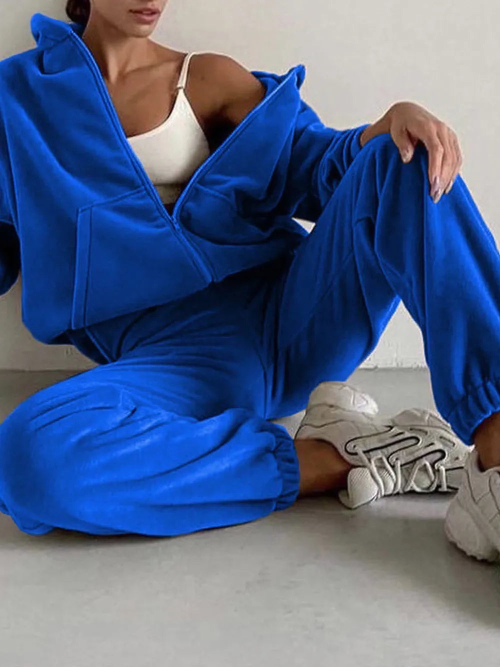 Zip Up Long Sleeve Hoodie and Joggers Set nicholesgifts
