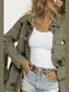 Collared Neck Star Print Long Sleeve Denim Jacket nicholesgifts