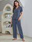 Short Sleeve Shirt, Bralette, and Pants Lounge Set nicholesgifts