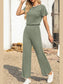 Ribbed Short Sleeve Wide Leg Jumpsuit nicholesgifts
