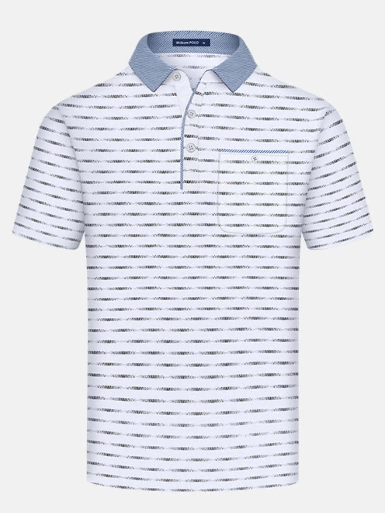 Men's Plus Size Classic Striped Polo Shirt with Contrast Collar NicholesGifts