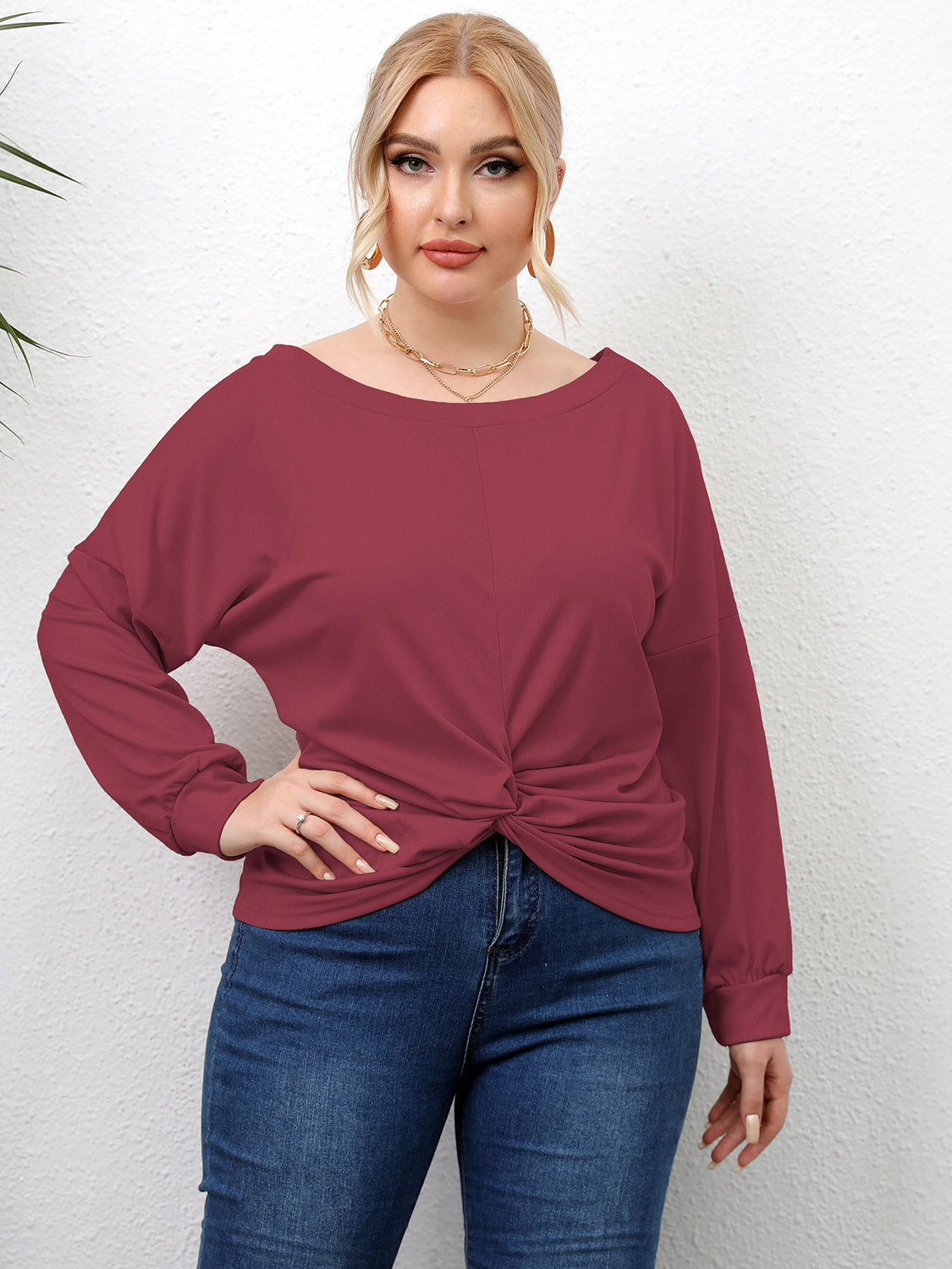 Plus Size Twisted Drop Shoulder T-Shirt NicholesGifts